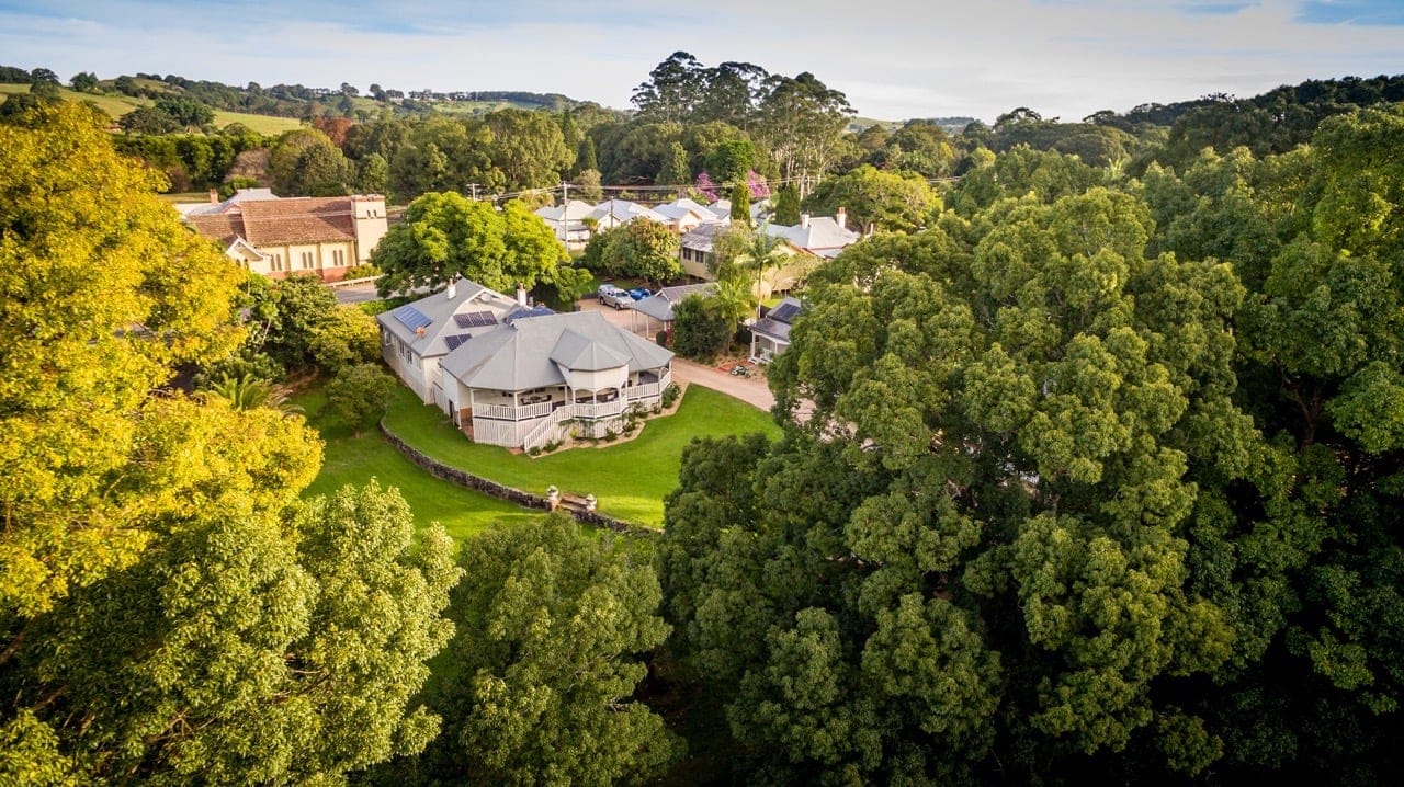 Bangalow Guesthouse aerial shot